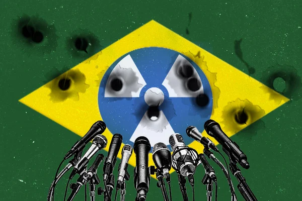 Imagem colorida mostra montagem com a bandeira do Brasil - Metrópoles