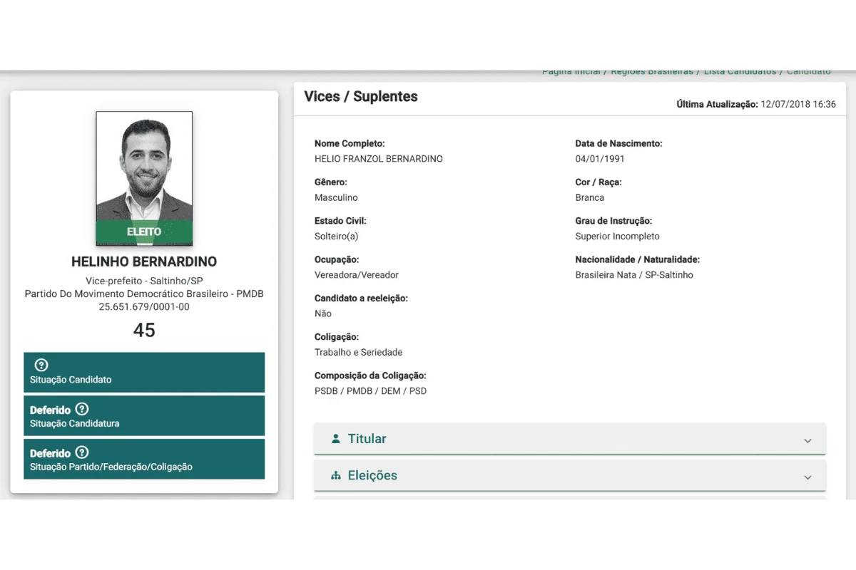 Perfil de Helio Bernardino no Tribunal Superior Eleitoral (TSE) Perfil de Helio Bernardino no Tribunal Superior Eleitoral (TSE)