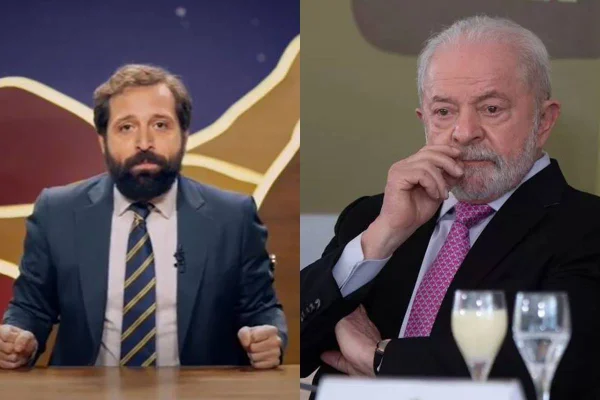 montagem com fotos de Gregorio Duvivier e Lula - metrópoles