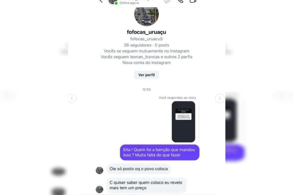 Conversas de Lucas que negociava um valor para divulgar informações falsas sobre pessoas
