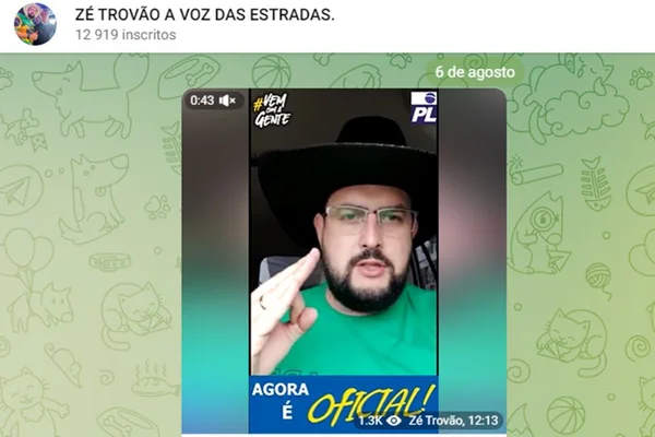Zé Trovão lança candidatura pelo Telegram