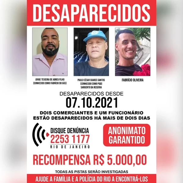 Cartaz mostra vítimas desaparecidas em Santa Cruz