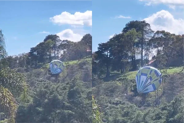 Balão caiu em área de mata neste sábado - Metrópoles