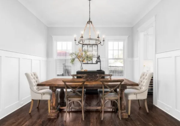 Sala de jantar em estilo casa de campo