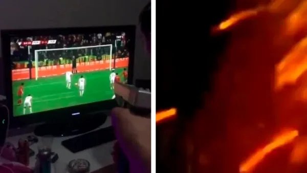 Fúria: turco se revolta com pênalti perdido e atira em televisão. Veja