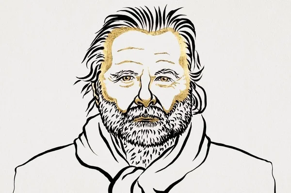 Ilustração do escritor norueguês Jon Fosse, ganhador do Prêmio Nobel de Literatura livros