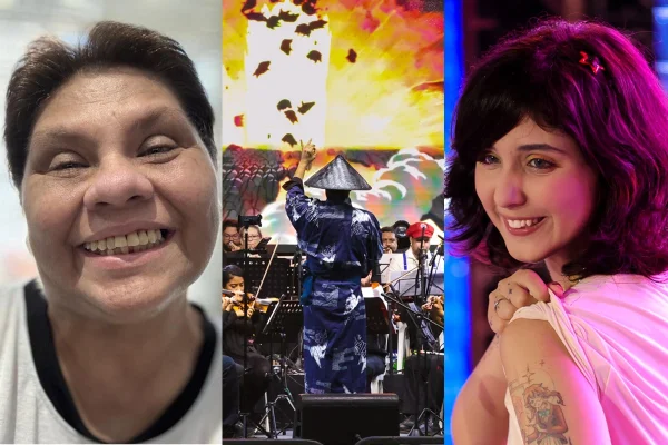 montagem com fotos de duas mulheres e uma orquestra - metrópoles