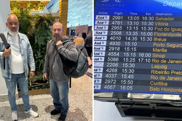 Imagem colorida mostra passageiros de avião que precisou pousar em São Paulo após falha - Metrópoles