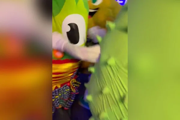 Imagem colorida de briga entre mascotes - Metrópoles