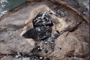 Estátua ficava localizada acima de uma formação rochosa na Praia Itararé, em São Vicente, litoral de São Paulo Estátua ficava localizada acima de uma formação rochosa na Praia Itararé, em São Vicente, litoral de São Paulo