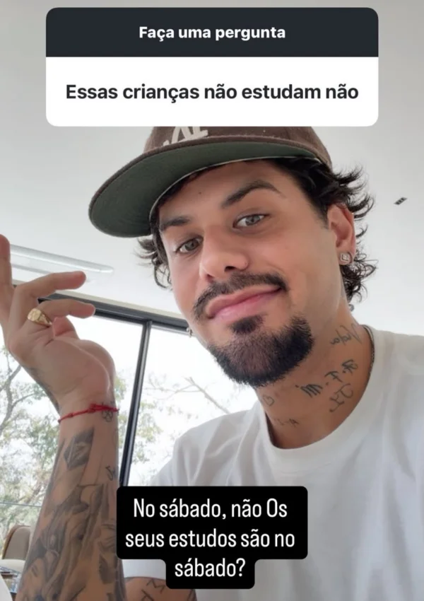 Zé Felipe rebate seguidor que criticou rotina escolar dos filhos - destaque galeria Zé Felipe rebate seguidor que criticou rotina escolar dos filhos - destaque galeria