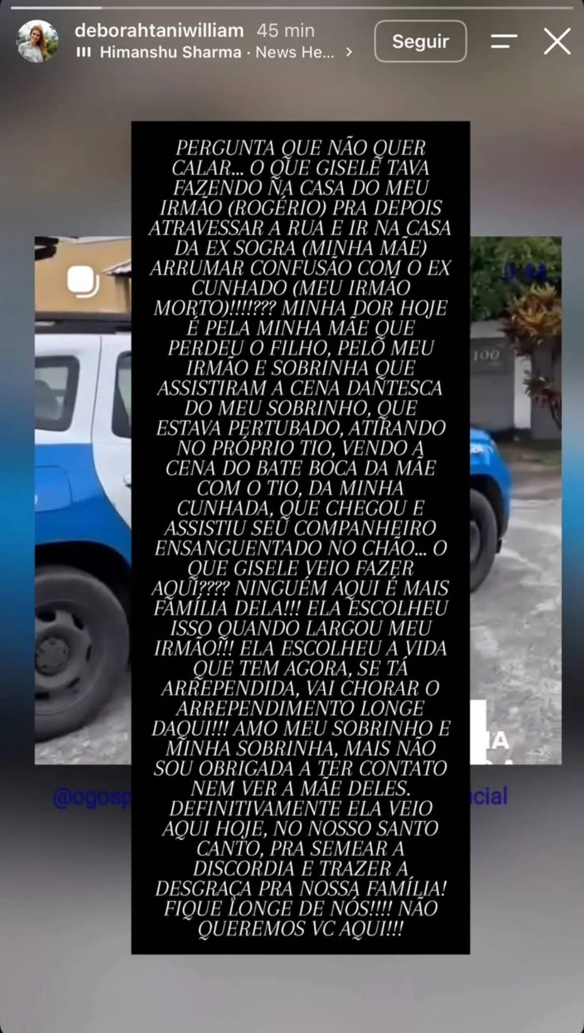 Ex-cunhada detona Gisele Nascimento após morte do irmão: “Semear discórdia” - imagem 1 Ex-cunhada detona Gisele Nascimento após morte do irmão: “Semear discórdia” - imagem 1