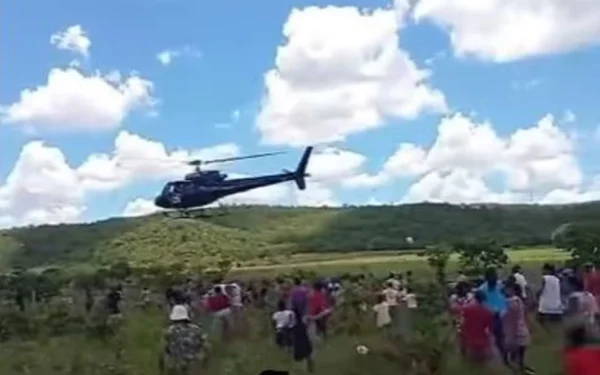 imagem colorida empresario joga carne de helicoptero goias
