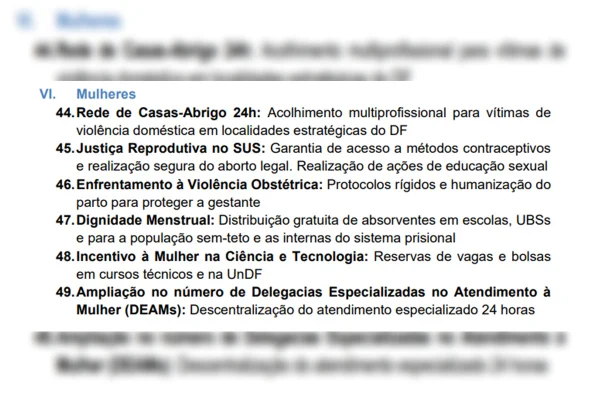 Eleições 2026: veja propostas dos candidatos ao GDF para proteger mulheres - destaque galeria