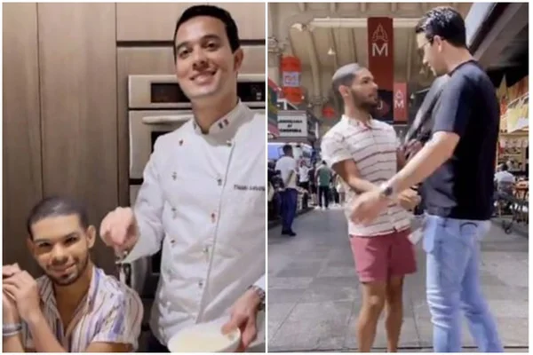 Ex-BBB Vyni surge ao lado de suposto viúvo de Gugu Liberato em almoço