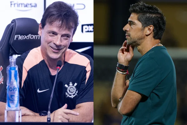 Foto colorida de Fernando Diniz e Abel Ferreira - Metrópoles