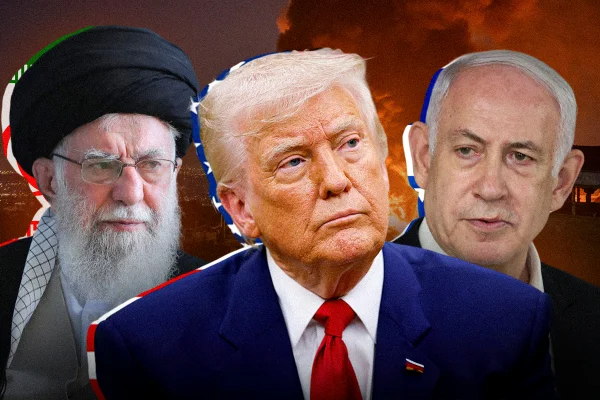 Imagem colorida de Trump, presidente dos EUA, Benjamin Netanyahu Primeiro-ministro de Israel e Ali Khamenei Líder supremo do Irã - Metrópoles