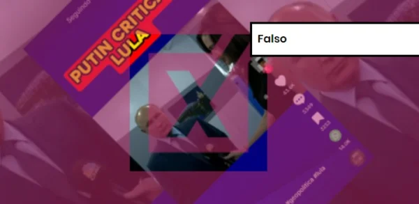 Captura de tela de vídeo de Putin com a etiqueta de conteúdo falso