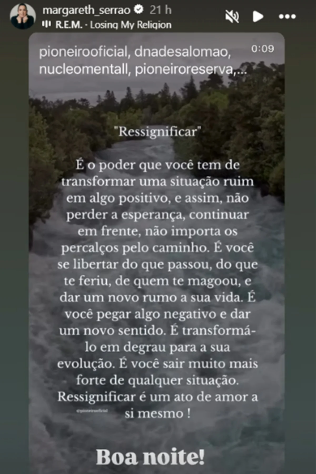 Mãe de Virginia Fonseca compartilhou reflexão. Mãe de Virginia Fonseca compartilhou reflexão.