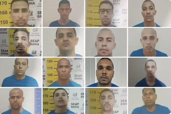 Imagem colorida dos 16 presos que fugiram na Bahia - Metrópoles