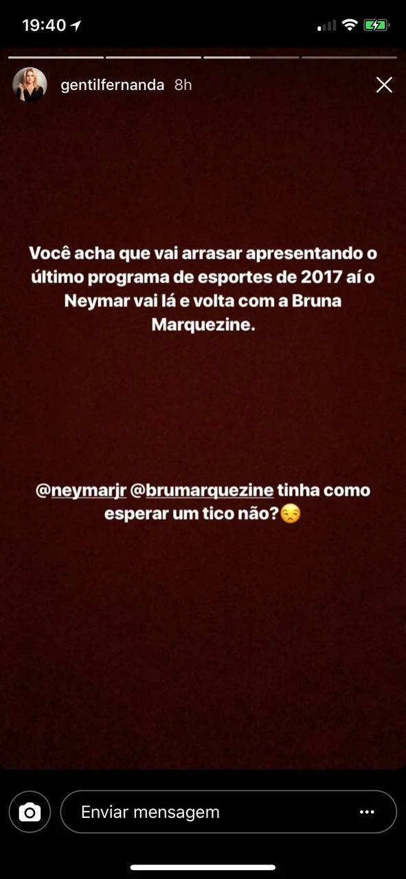Fernanda Gentil faz reclamação sobre volta de Neymar e Bruna - imagem 1 Fernanda Gentil faz reclamação sobre volta de Neymar e Bruna - imagem 1