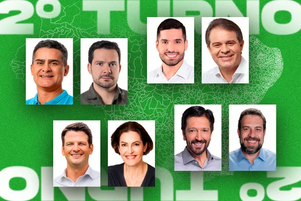 Imagem colorida mostra fotos com candidatos a prefeitos - Metrópoles