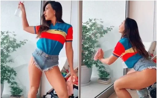 sabrina sao fazendo faxina