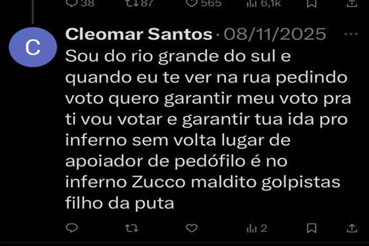 Ex-petista é indiciado por ameaça de morte a deputado bolsonarista - imagem 1 Ex-petista é indiciado por ameaça de morte a deputado bolsonarista - imagem 1