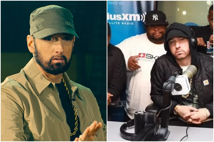 Montagem com fotos do rapper Eminem e do DJ Lord Sear