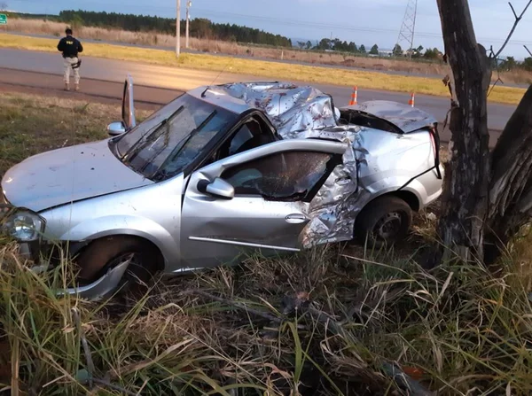 Dois morrem após motorista embriagado bater em árvore na BR-070