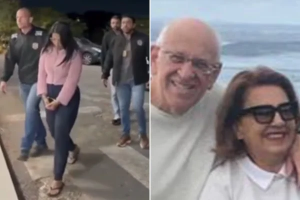 Imagens mostram diarista suspeita de matar casal sendo presa em BH