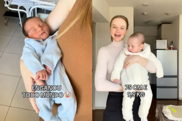 Foto colorida de uma mãe e um bebê - Metrópoles