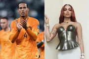 Virgil van Dijk, jogador da Holanda, e Anitta Virgil van Dijk, jogador da Holanda, e Anitta