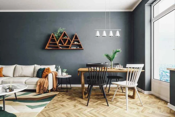 Fotografia colorida. Móveis na sala de estar