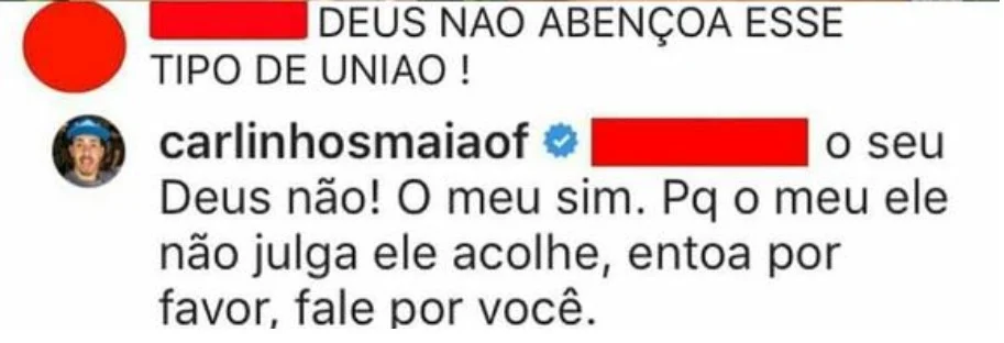 Carlinhos Maia rebateu um seguidor nas redes sociais Carlinhos Maia rebateu um seguidor nas redes sociais