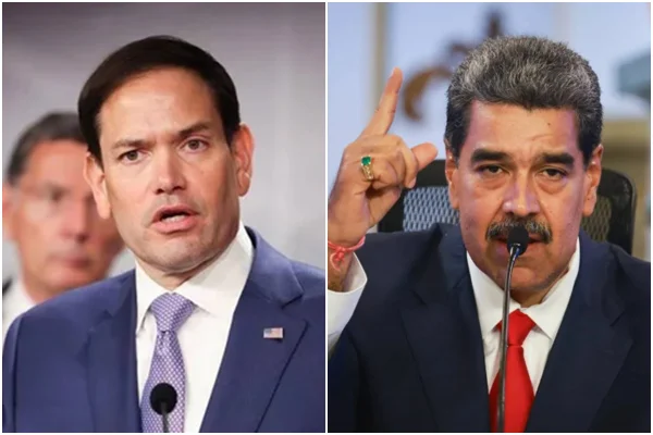 Rubio e Maduro de terno discursando