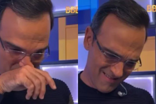 Tadeu Schmidt chora ao receber homenagem de ex-BBBs. Assista