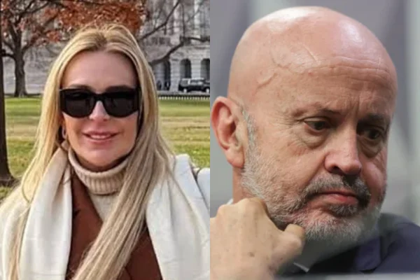 Imagem colorida Roberta Luchsinger e Careca do INSS