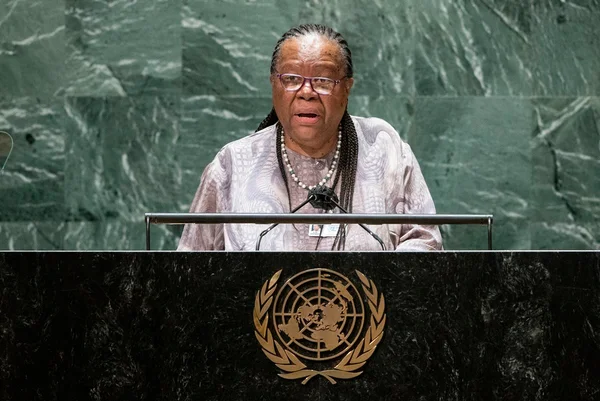 Imagem colorida mostra chanceler da África do Sul durante discurso na ONU - Metrópoles