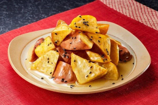batata doce com gergelim