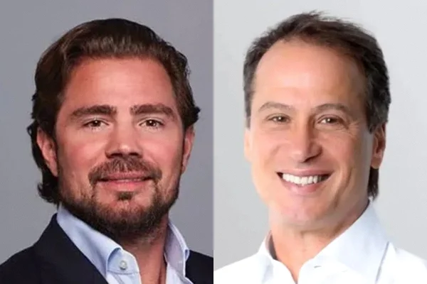 Montagem do banqueiro Daniel Vorcaro ao lado do empresário Maurício Camisotti, considerado um dos pivôs da "Farra do INSS"
