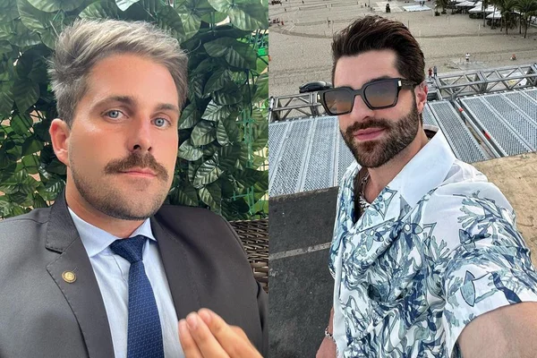 Montagem com fotos coloridas de Thiago Gagliasso e Alok - Metrópoles