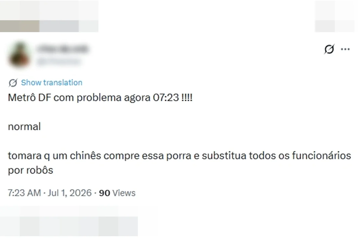 “Um inferno”: passageiros relatam atrasos e trens parados no Metrô-DF - imagem 1 “Um inferno”: passageiros relatam atrasos e trens parados no Metrô-DF - imagem 1