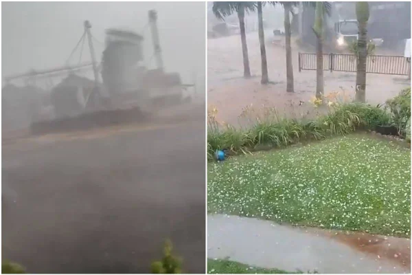 Imagem colorida de ciclone extratropical em santa catarina