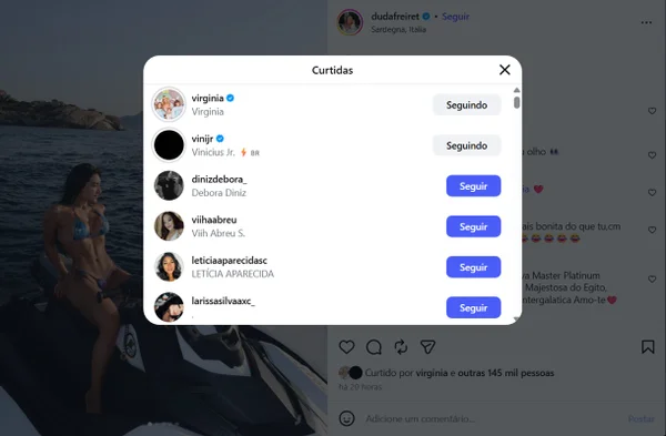 Vini Jr. curte fotos de biquíni da melhor amiga de Virginia e polemiza - destaque galeria Vini Jr. curte fotos de biquíni da melhor amiga de Virginia e polemiza - destaque galeria