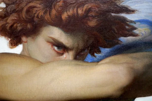 Imagem mostra um corte da pintura Anjo Caído, de Alexandre Cabanel