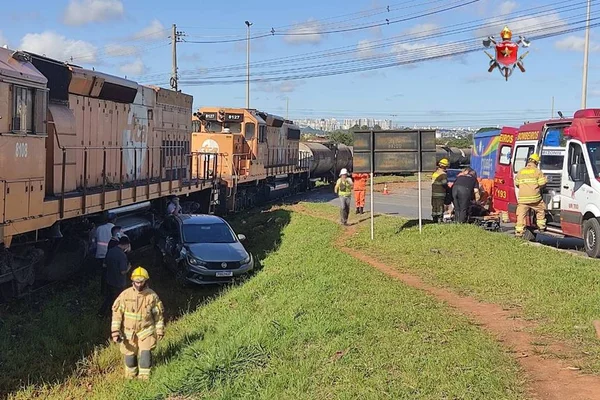 Cena de acidente de trem no DF