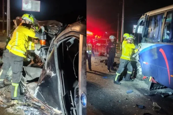 Imagem colorida,Acidente com micro-ônibus mata motorista de carro em rodovia de SC- Metrópoles