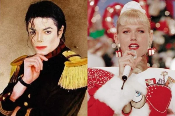 Montagem com fotos coloridas de Michael Jackson e Xuxa - Metrópoles