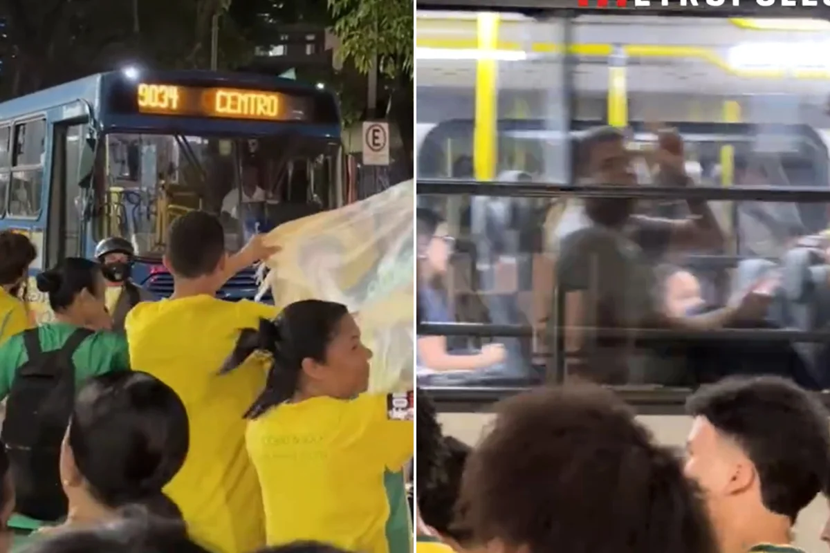 Passageiro de ônibus faz o L ao passar por bloco de Nikolas em BH